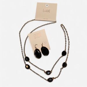 14th & Union Gold and Black Necklace and earring set